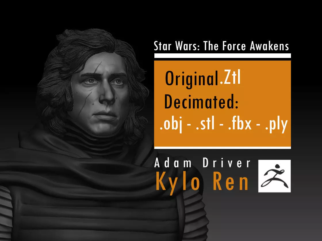 Adam Driver - Kylo Ren - Ben Solo - Star Wars 3D print model_0