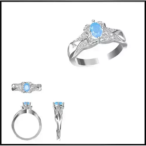 JCD Format Simple color stone rings wax files jewelry