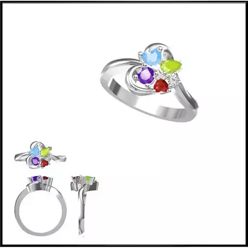 JCD Format Simple color stone rings ring cad