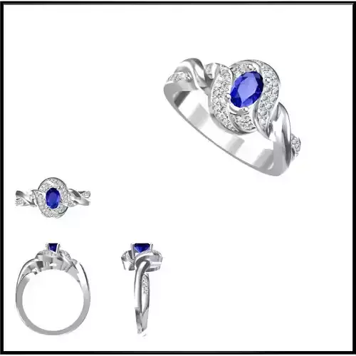 JCD Format Simple color stone rings jewelry cad programs