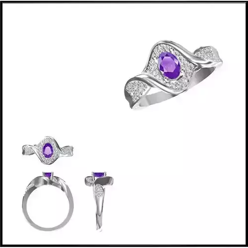 JCD Format Simple color stone rings jewelry cad institute