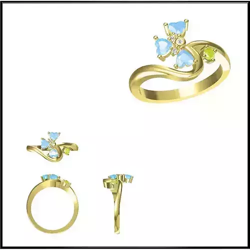 JCD Format Simple color stone rings jewellery 