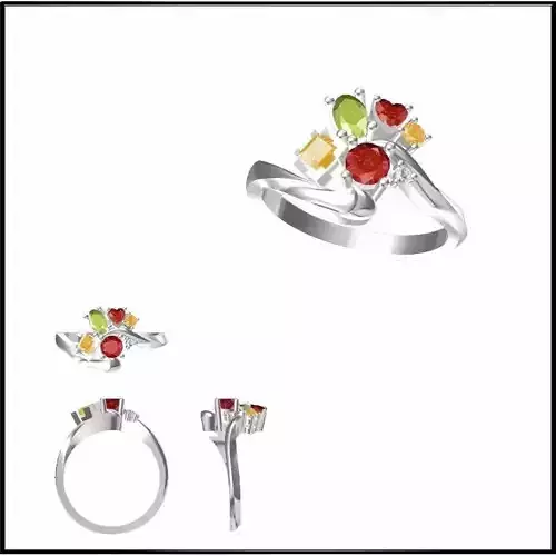 JCD Format Simple color stone rings jewelers file set