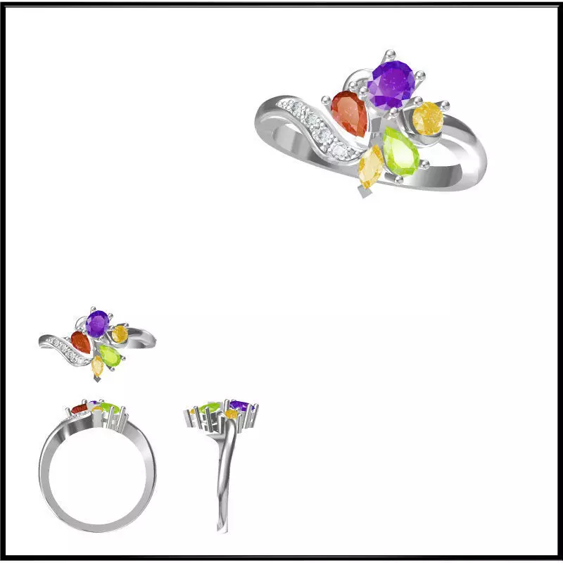 JCD Format Simple color stone rings cad ring design 3D print model