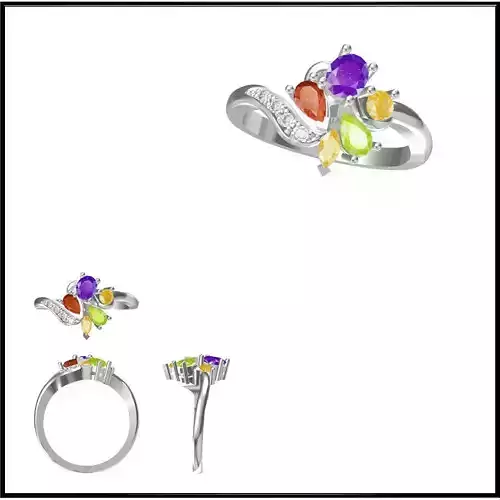 JCD Format Simple color stone rings cad ring design