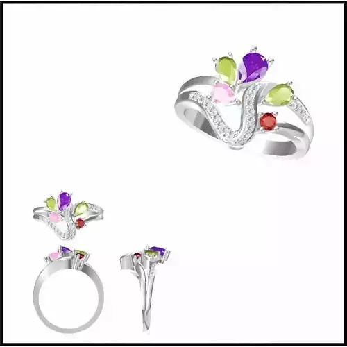 JCD Format Simple color stone rings cad jewellery design course