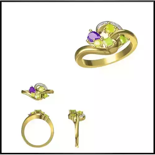 JCD Format Simple color stone rings cad Diamond jewellery design