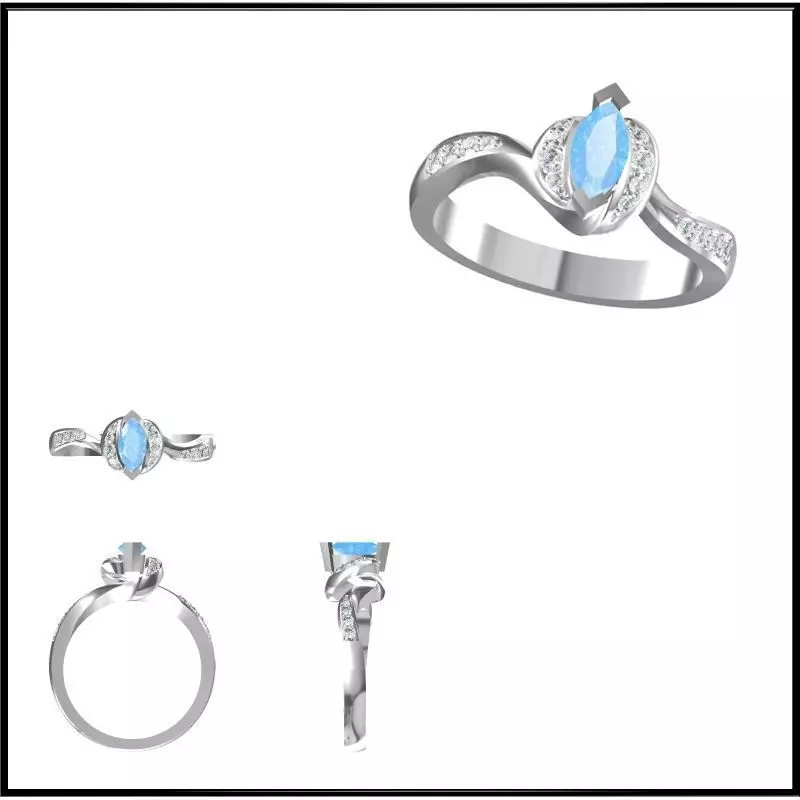 JCD Format Simple color stone rings cad color stone ring design 3D print model