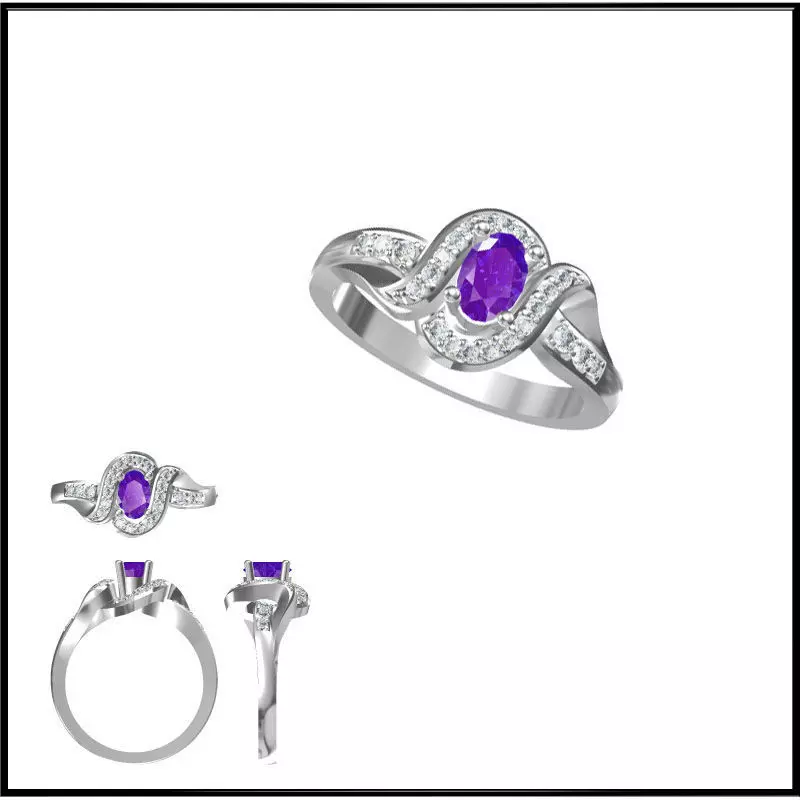 JCD Format Simple color stone rings cad color stone ring 3D print model