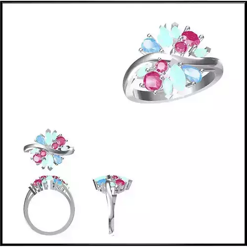 JCD Format Simple color stone rings autocad jewelry