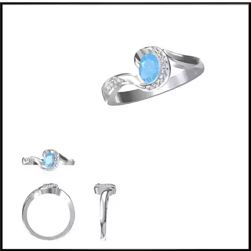 JCD Format Simple color stone rings 3dm jewelry