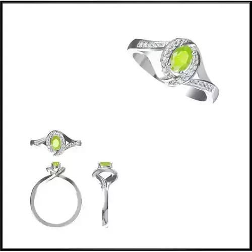 JCD Format Simple color stone rings 3d jewelry cad