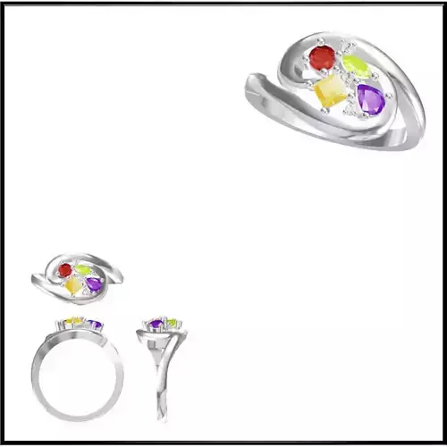 JCD Format Simple color stone rings 3d cad jewelry design
