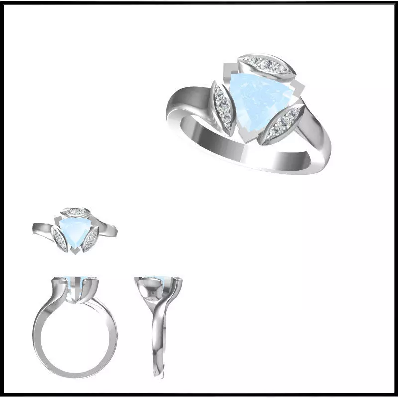 JCD Format Elegant gold color stone rings jewelry cad programs 3D model ...