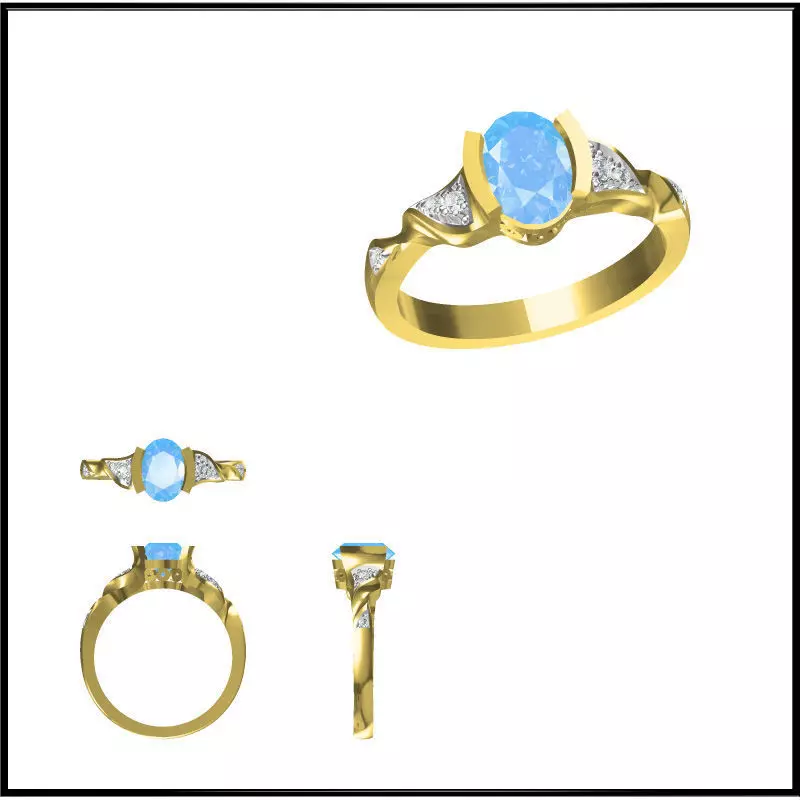 JCD Format Elegant gold color stone rings jewelry masters 3D print model