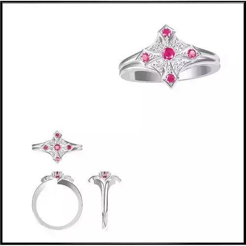 JCD Format  Elegant gold color stone rings jewelcad