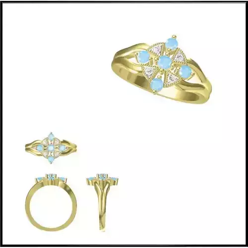 JCD Format  Elegant gold color stone rings cad ring design