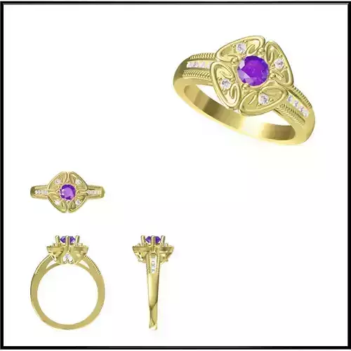 JCD Format  Elegant gold color stone rings cad jewellery design 