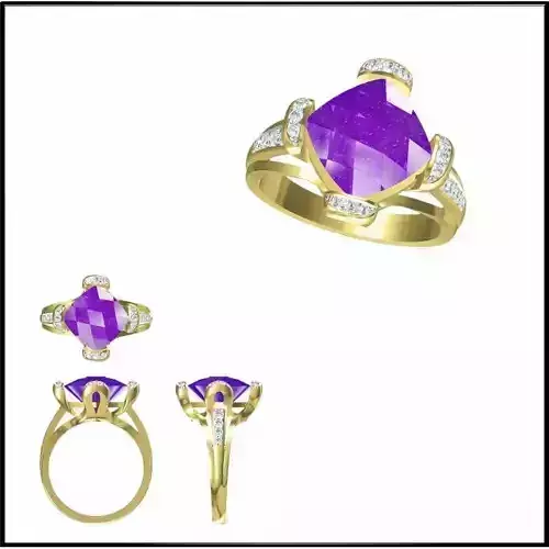 JCD Format  Elegant gold color stone rings 3d jewelry cad