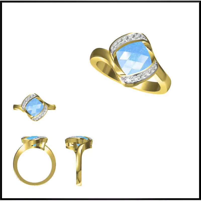 JCD Format Diamond color stone rings jewelry cam 3D print model