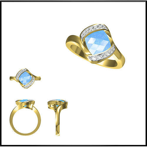 JCD Format  Diamond color stone rings jewelry cam 3D print model