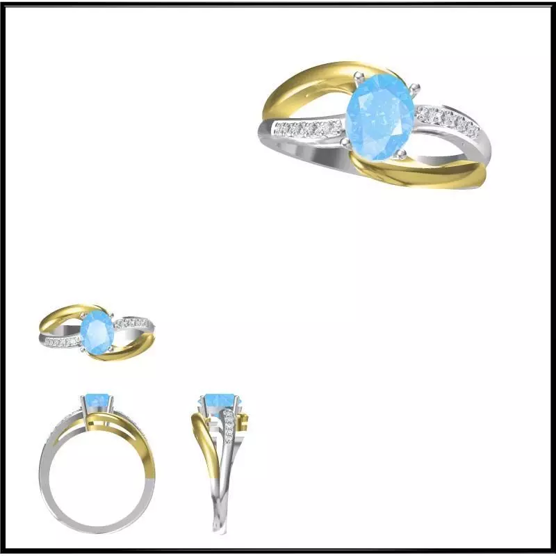JCD Format Diamond color stone rings cad color stone ring 3D print model