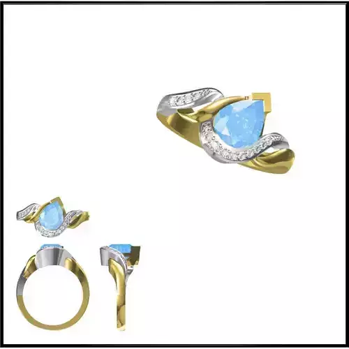 JCD Format  Diamond color stone rings cad cam jewelry design