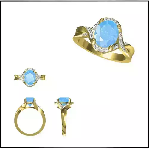 JCD Format  Diamond color stone rings cad cam jewelry