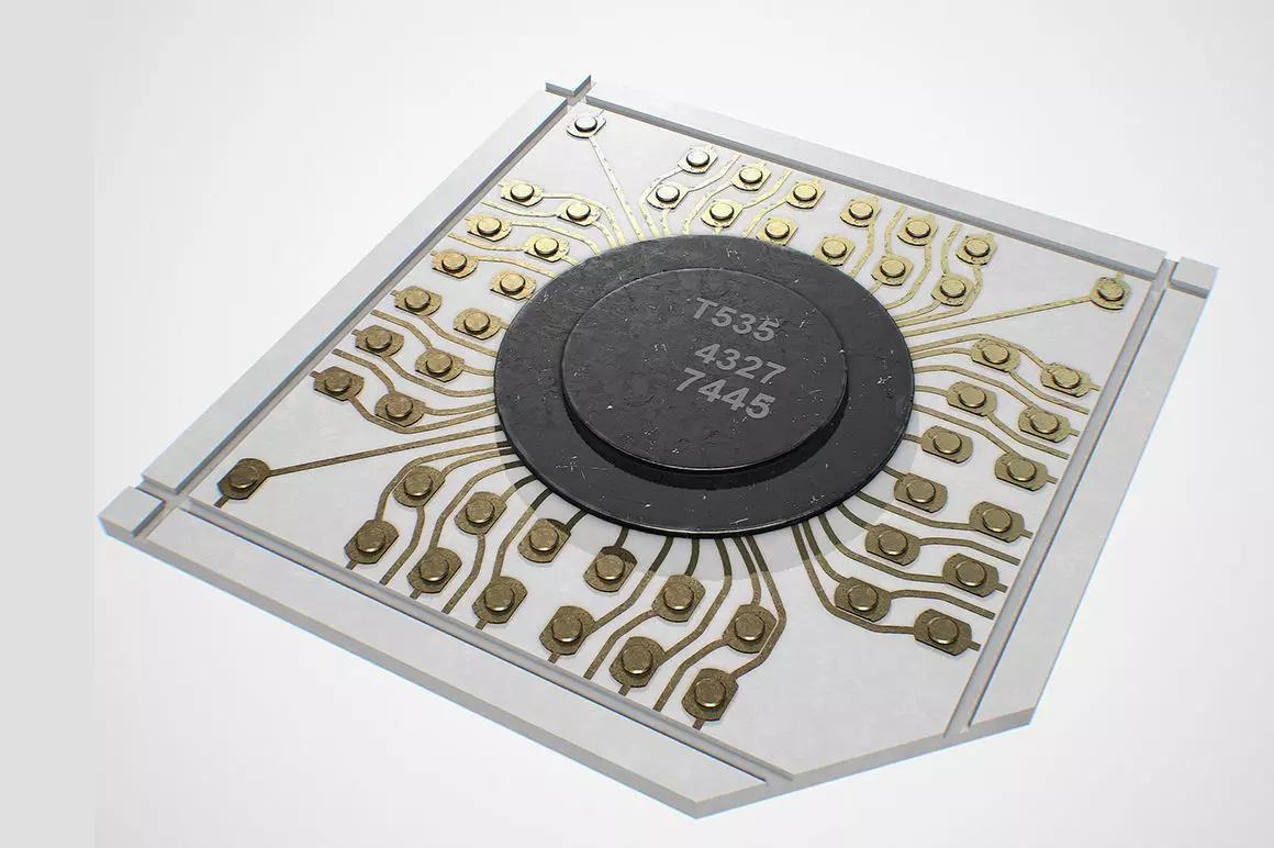 Vintage microchip 3D model_0