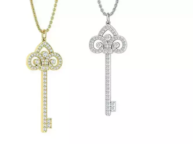 Diamond Key Necklace 3dmodel