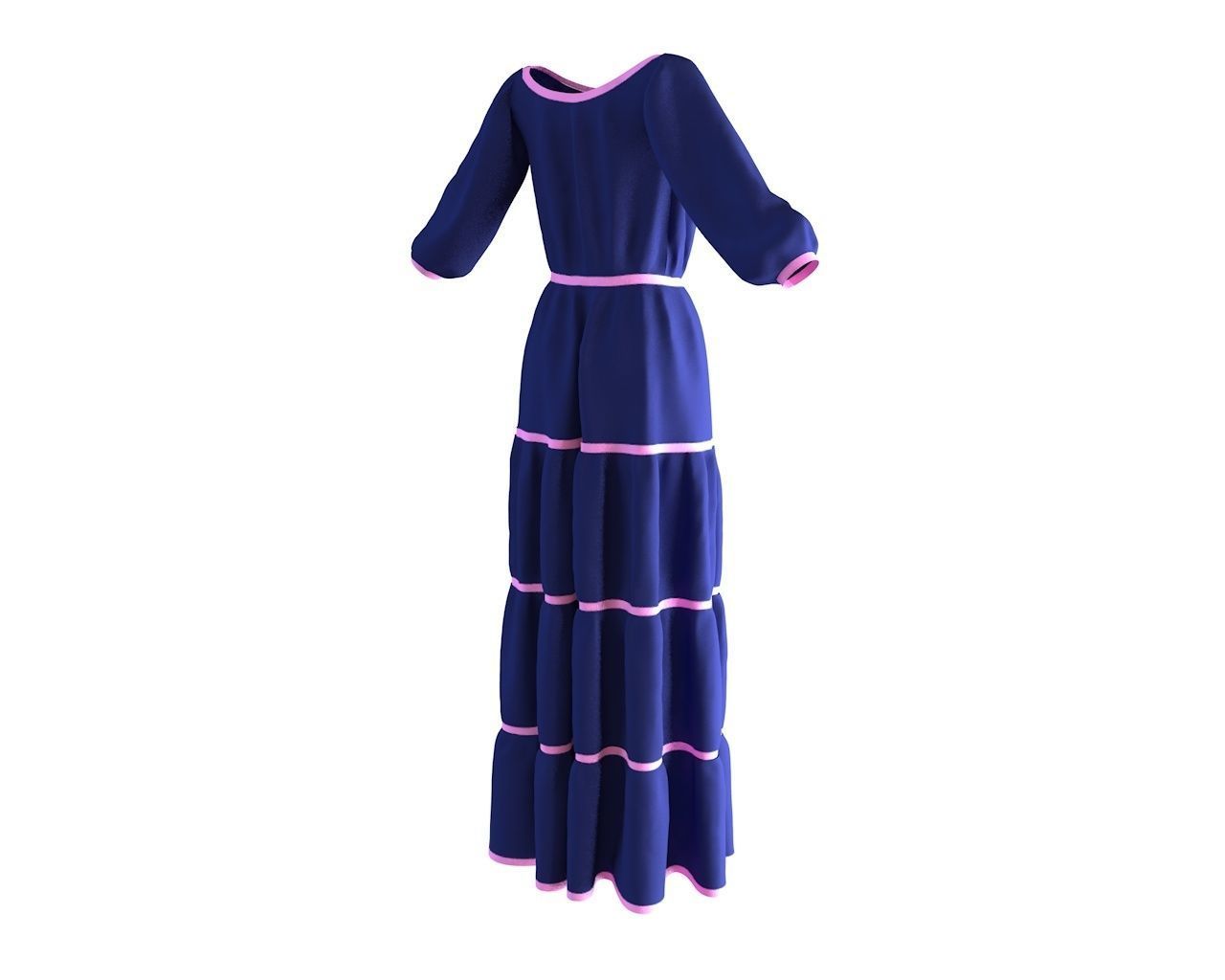 Stylish Designer Women Pheasant Dress 3D model 3D model_9