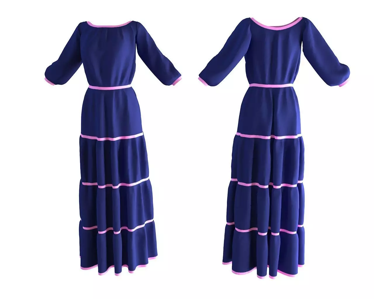 Stylish Designer Women Pheasant Dress 3D model 3D model_0