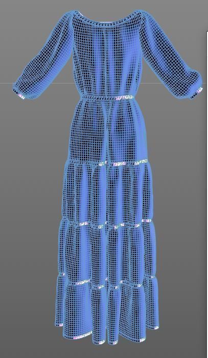 Stylish Designer Women Pheasant Dress 3D model 3D model_12