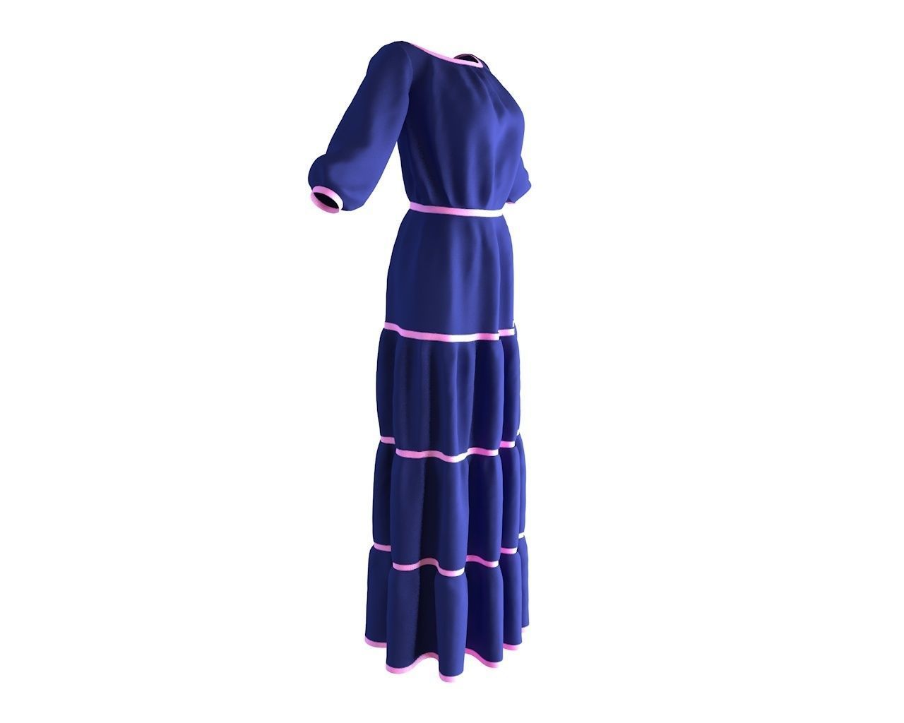 Stylish Designer Women Pheasant Dress 3D model 3D model_6