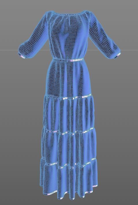 Stylish Designer Women Pheasant Dress 3D model 3D model_11