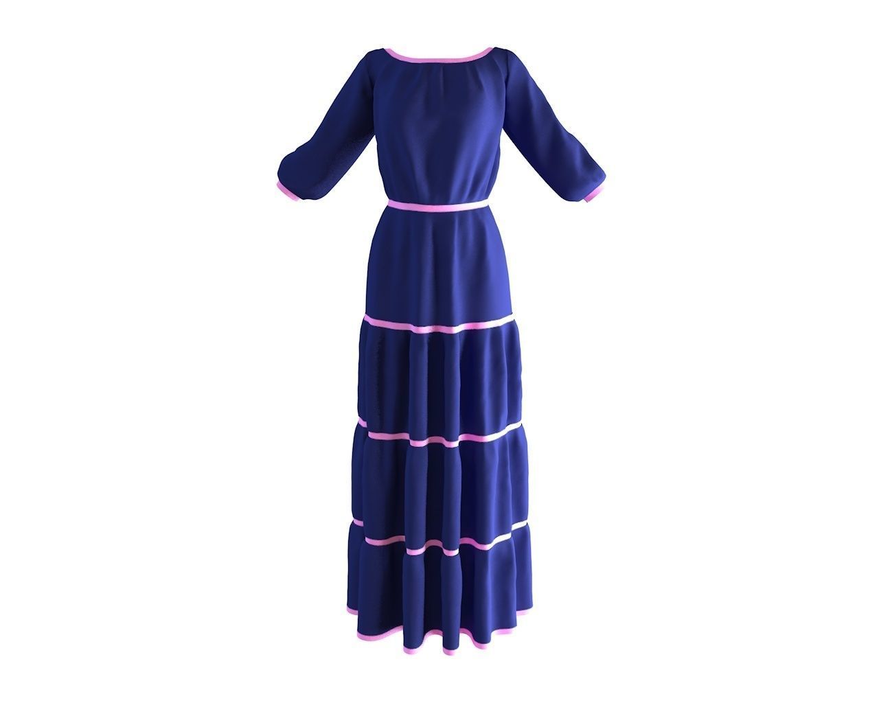 Stylish Designer Women Pheasant Dress 3D model 3D model_4