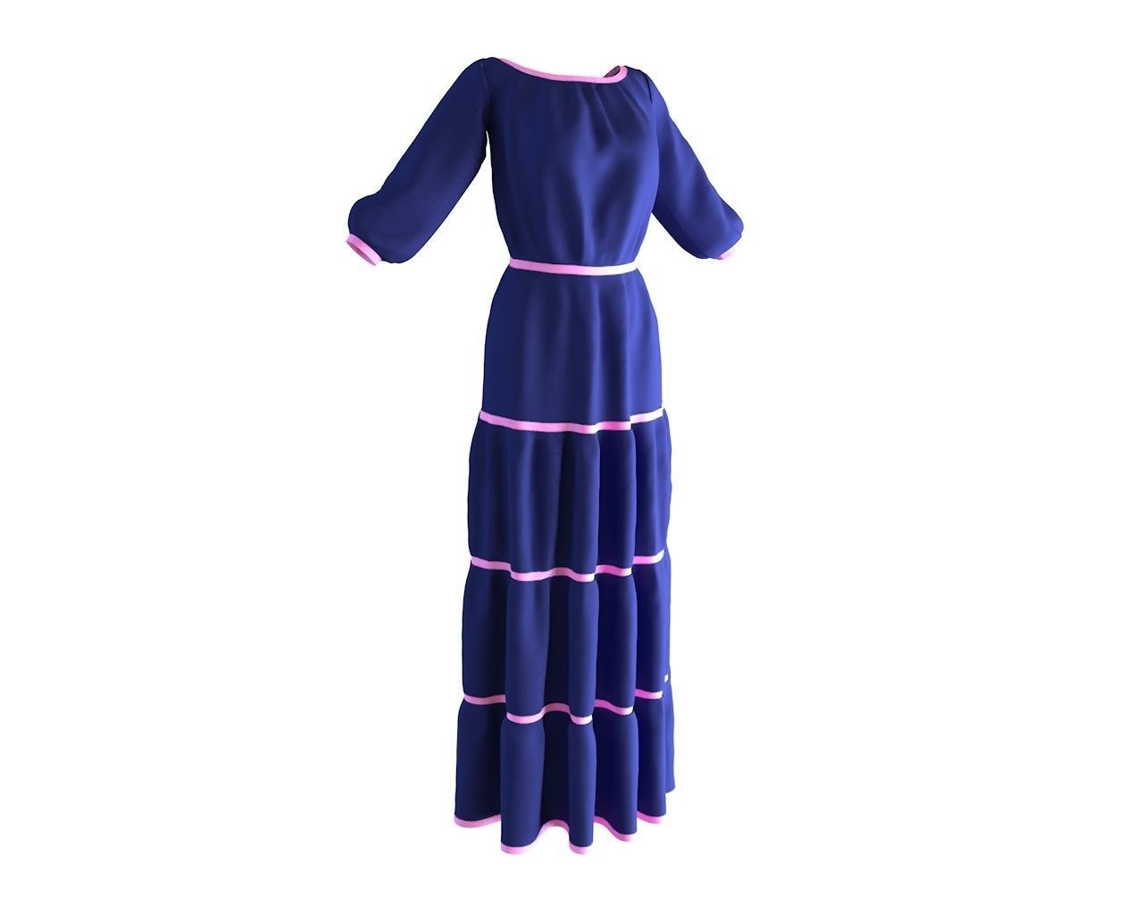 Stylish Designer Women Pheasant Dress 3D model 3D model_5
