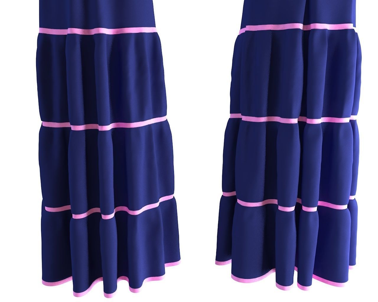 Stylish Designer Women Pheasant Dress 3D model 3D model_3