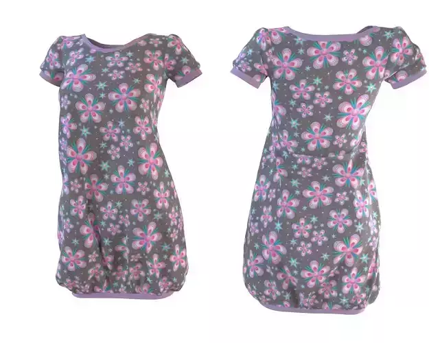 Stylish Designer Women Baloon Dress 3D model  3D model
