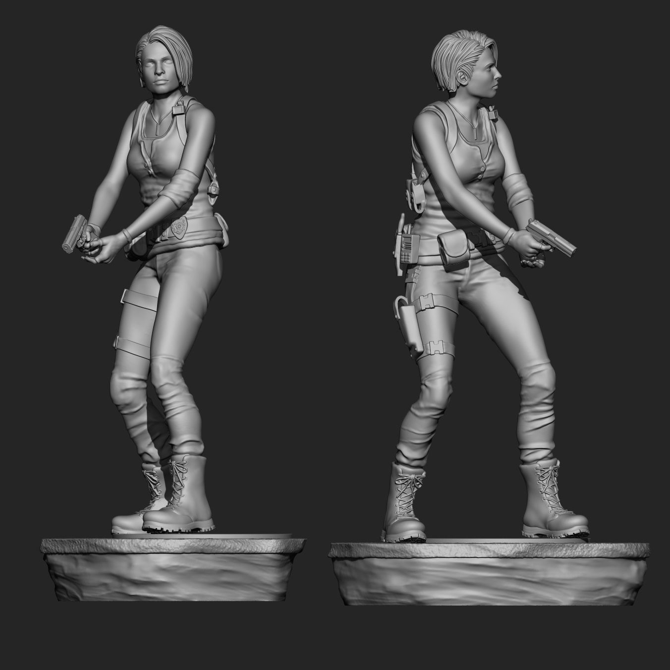 Jill Valentine Resident Evil 3 Remake with 2 bases for 3d print 3D print model_2