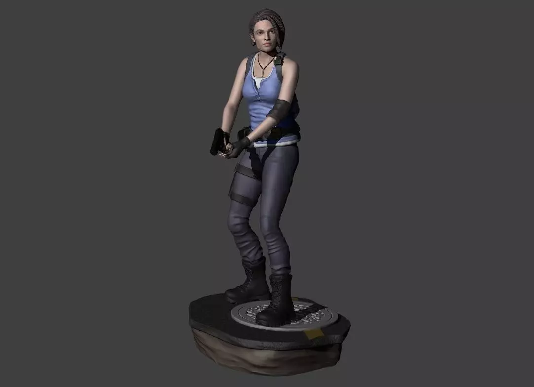 Jill Valentine Resident Evil 3 Remake with 2 bases for 3d print 3D print model_0
