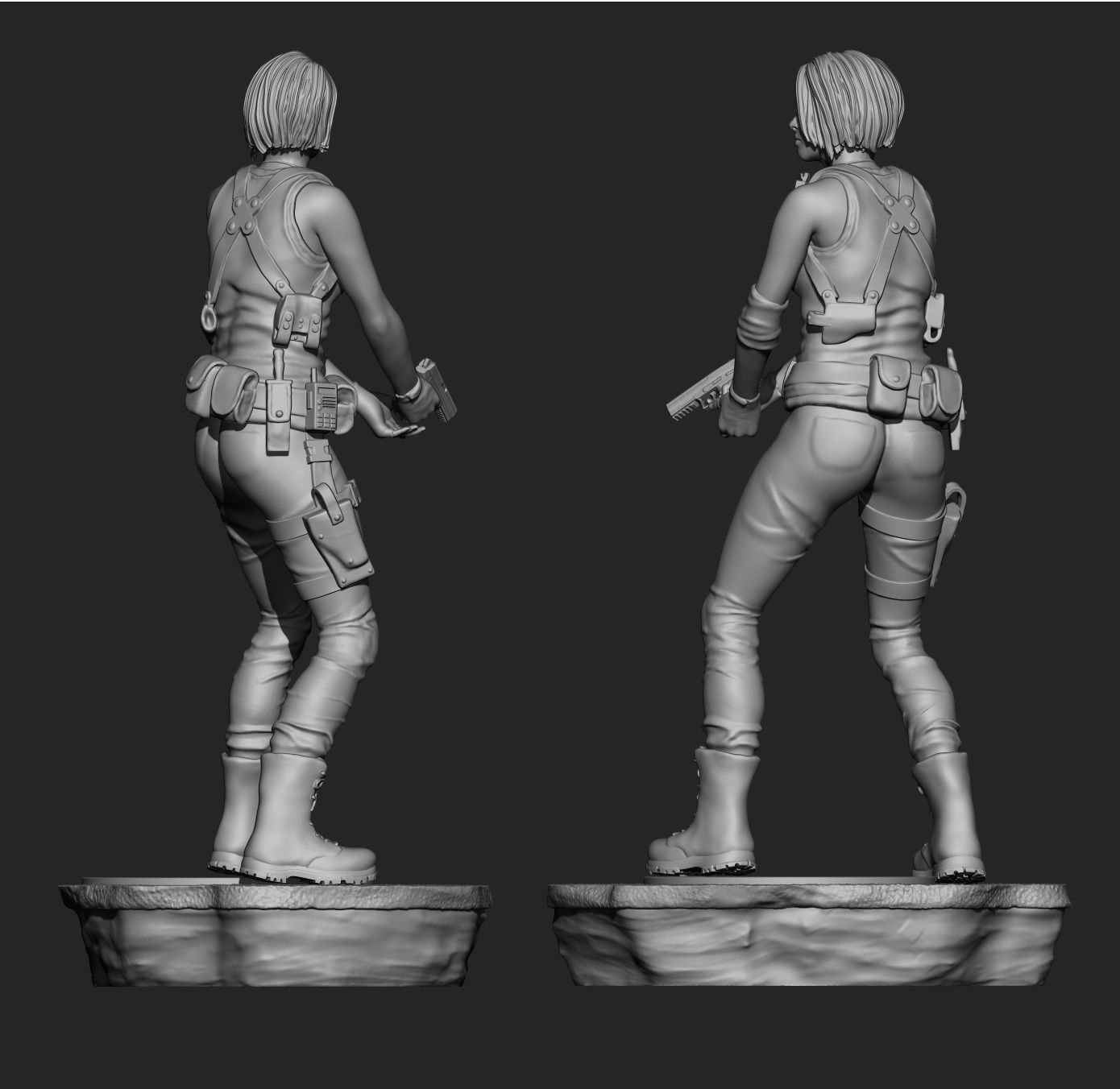 Jill Valentine Resident Evil 3 Remake with 2 bases for 3d print 3D print model_3