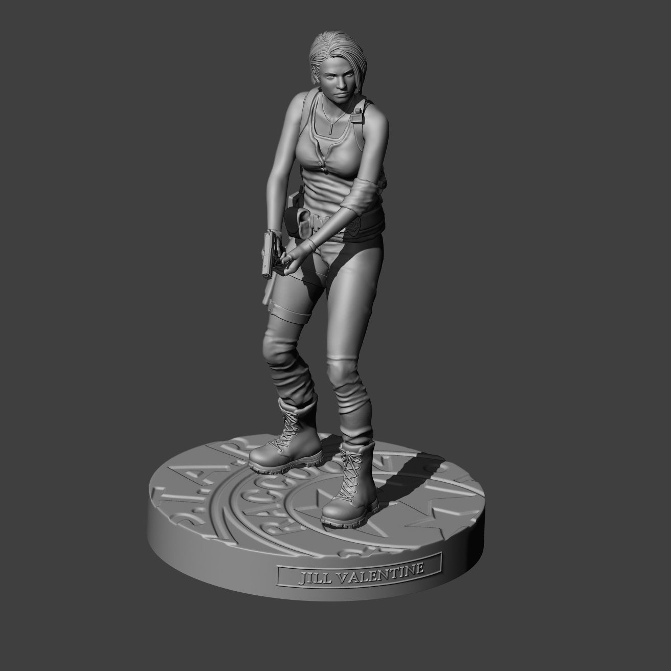 Jill Valentine Resident Evil 3 Remake with 2 bases for 3d print 3D print model_8