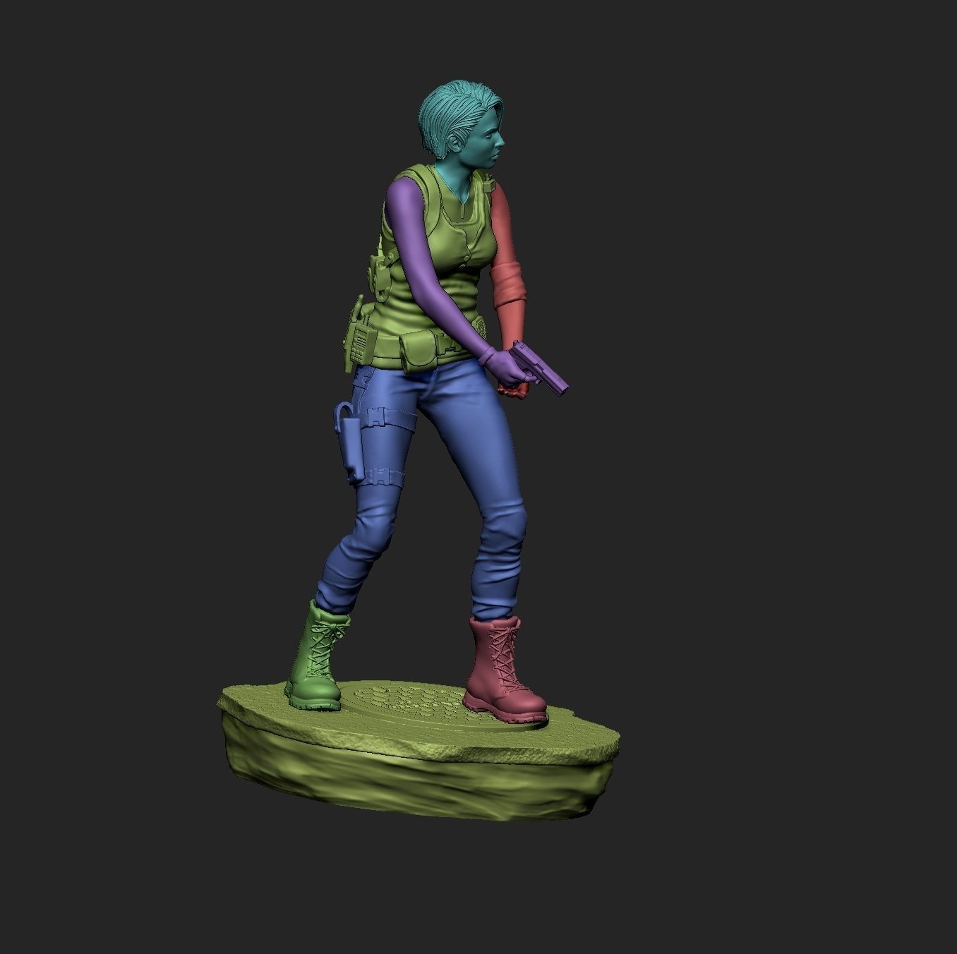 Jill Valentine Resident Evil 3 Remake with 2 bases for 3d print 3D print model_7