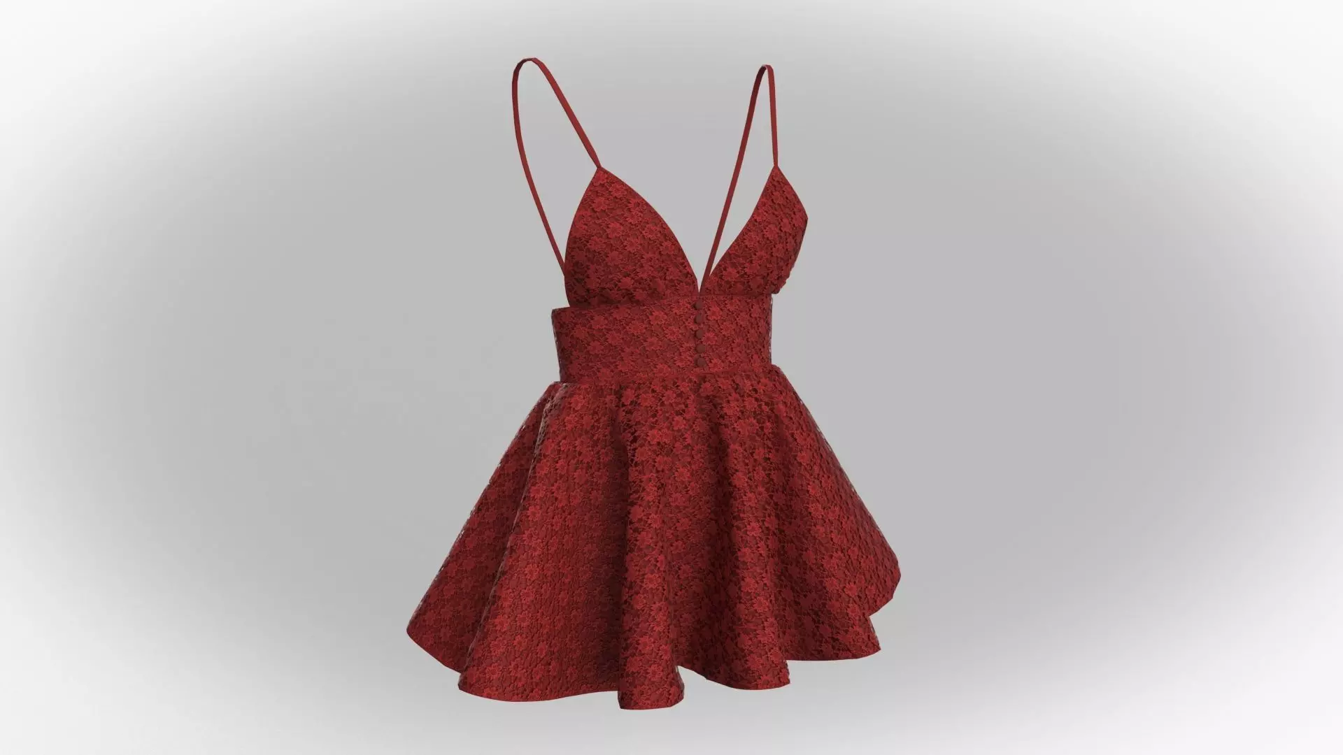 Stylish Designer Women Lace Babydoll Dress 3D model 3D model_3