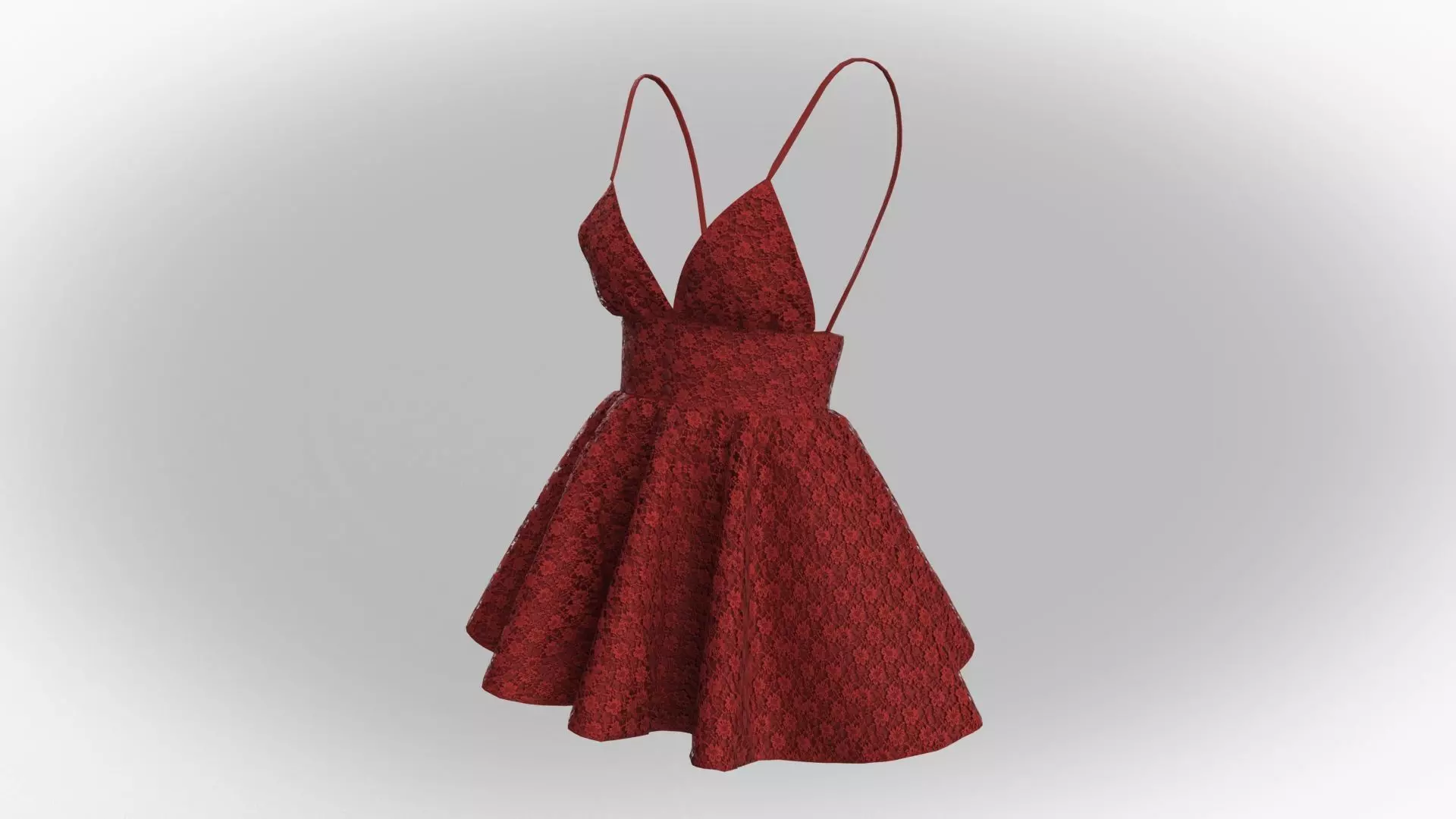 Stylish Designer Women Lace Babydoll Dress 3D model 3D model_18