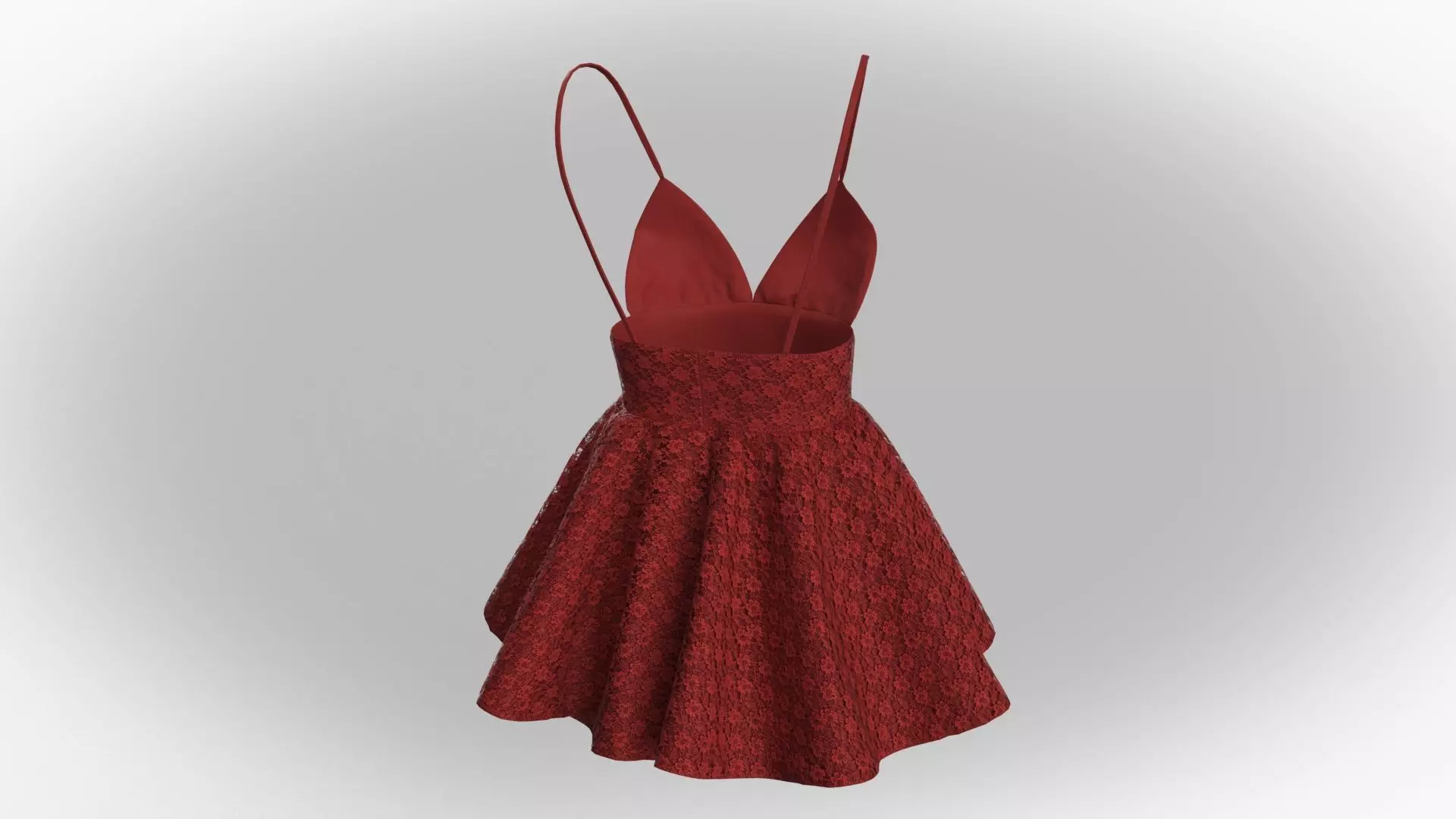 Stylish Designer Women Lace Babydoll Dress 3D model 3D model_10