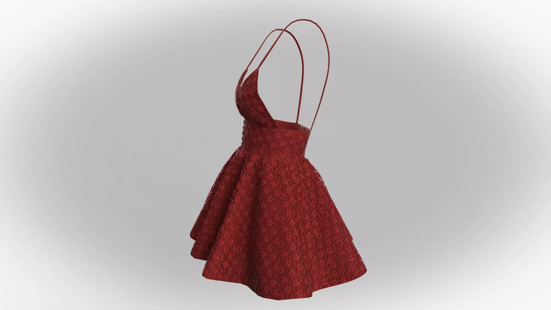 Stylish Designer Women Lace Babydoll Dress 3D model 3D model_16