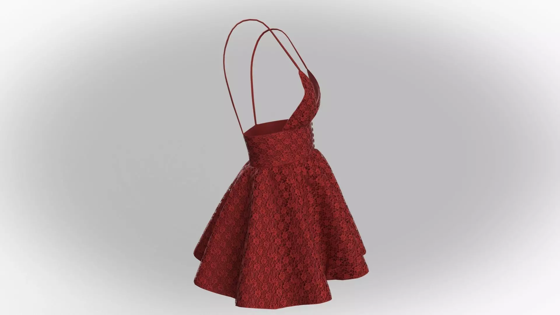 Stylish Designer Women Lace Babydoll Dress 3D model 3D model_6