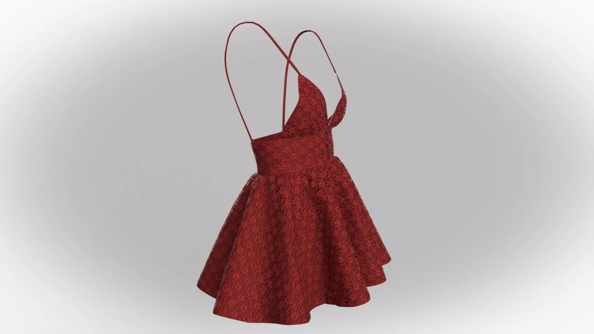 Stylish Designer Women Lace Babydoll Dress 3D model 3D model_5
